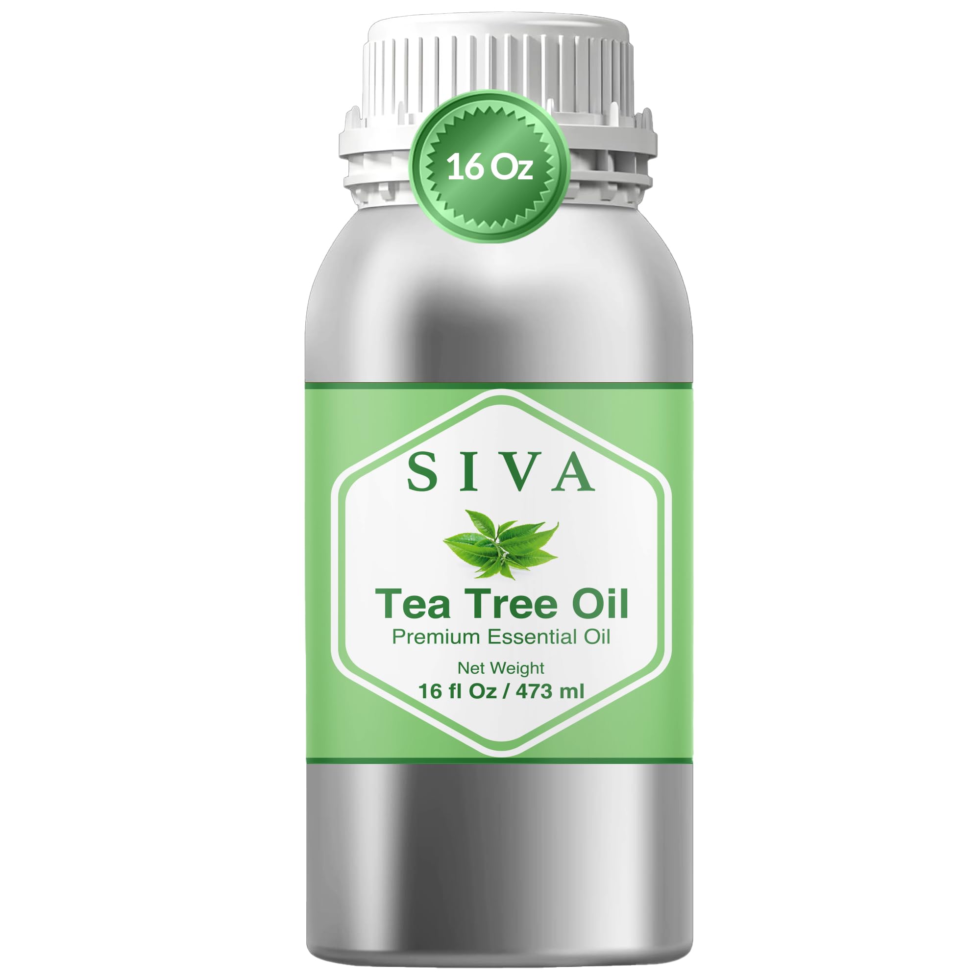 Siva Tea Tree vista frontal en botella resistente, almacenamiento cómodo