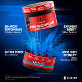 Six Star detalle de etiqueta y cierre que destaca ingredientes y beneficios