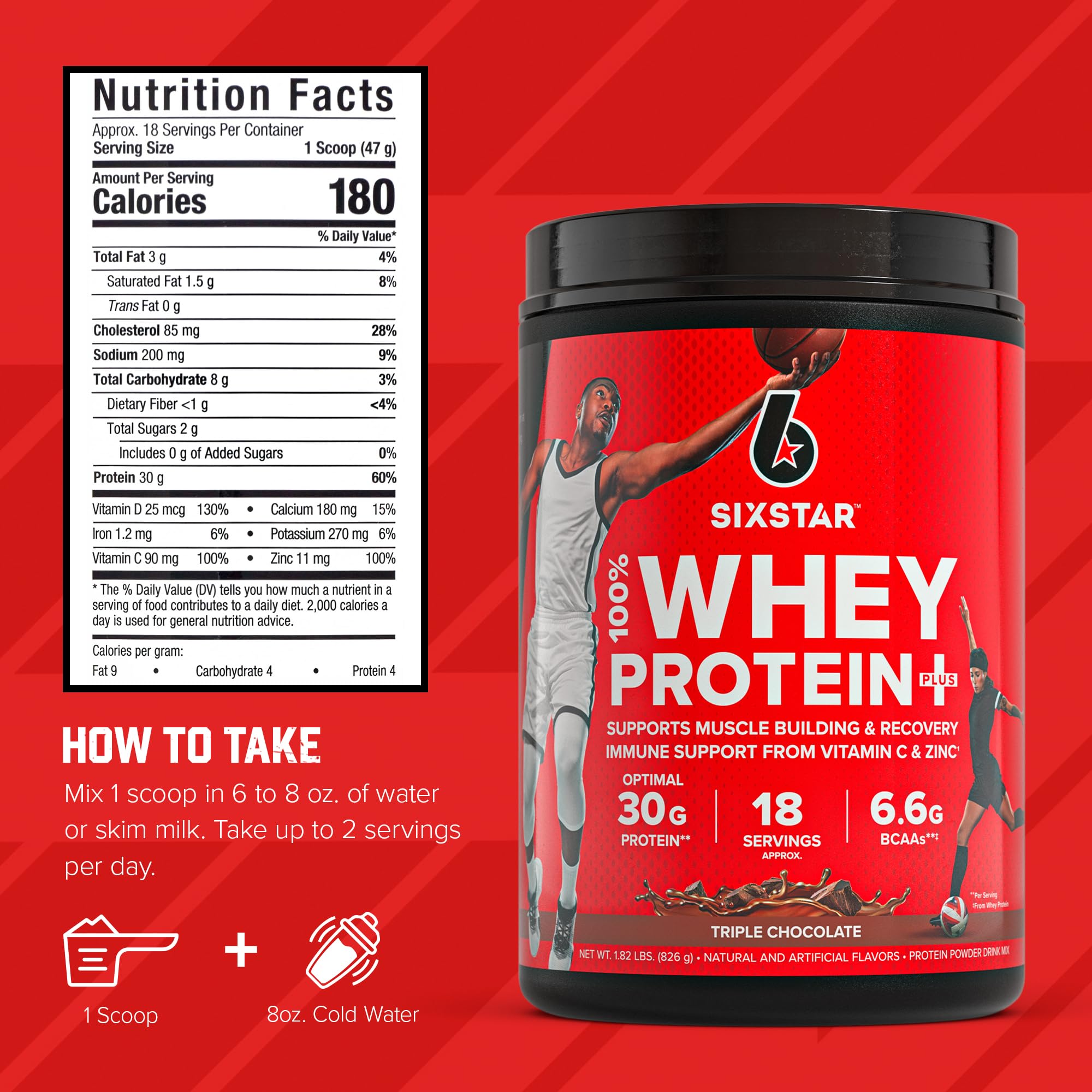 Six Star etiqueta nutricional detalle con información de proteína y BCAA