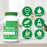 Health Thru Nutrition Skineu frasco en baño luminoso transmite rutina diaria