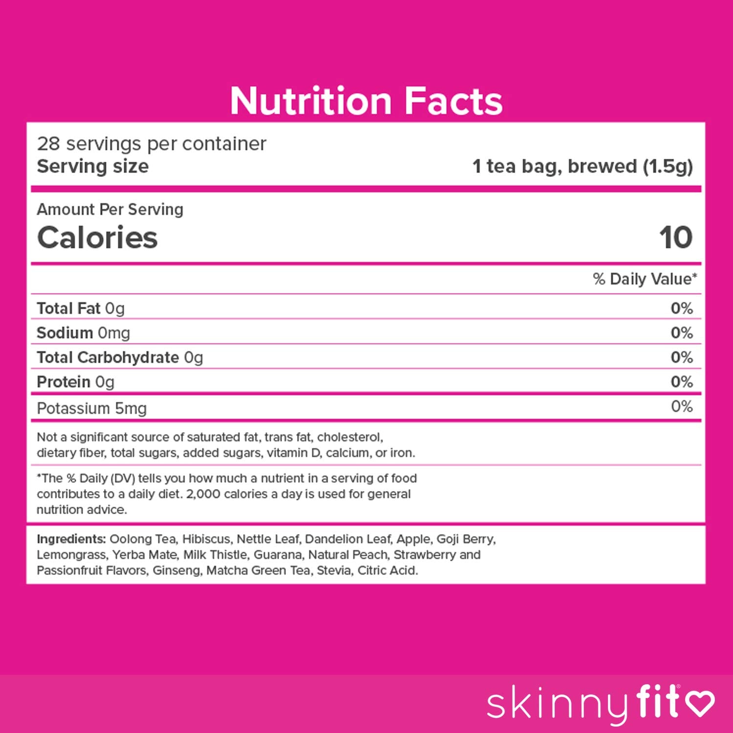 SkinnyFit taza de té preparada que aporta energía natural