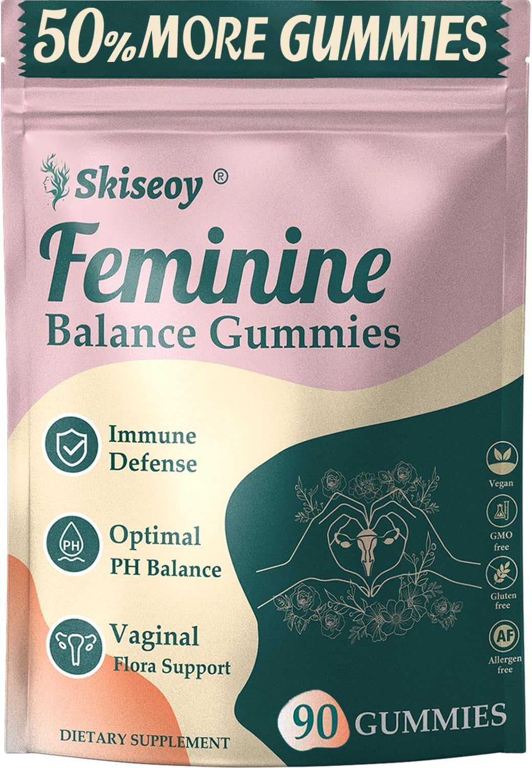 Skiseoy envase frontal de Pineapple Gummies, presentación clara y beneficios veganos