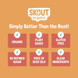 Skout Organic barra en mano lista para comer, conveniencia y proteína