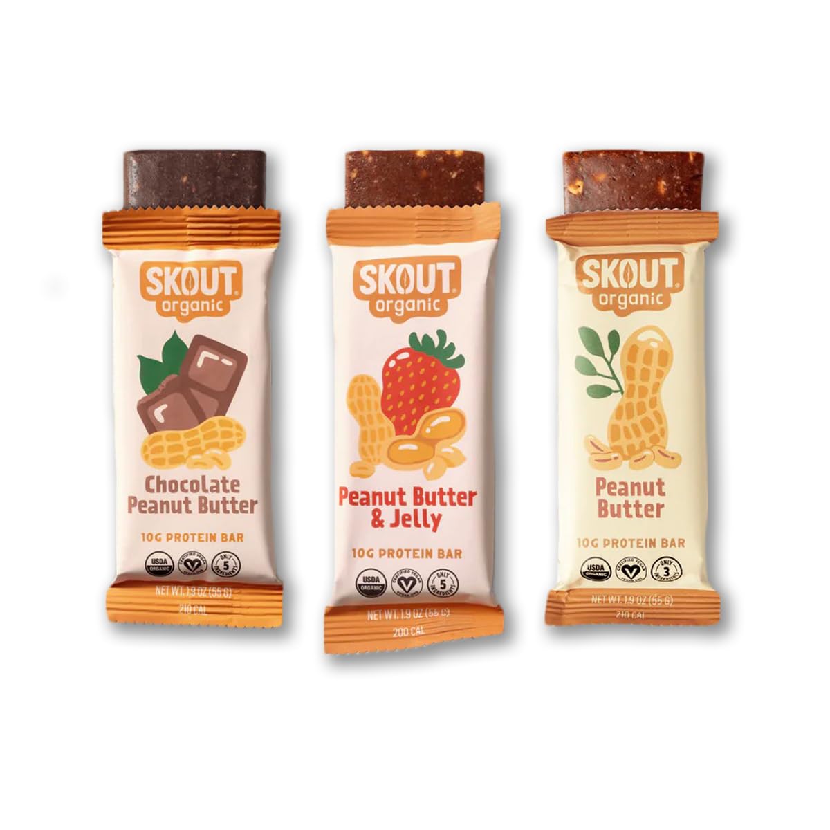 Skout Organic paquete frontal mostrando las tres variedades y beneficios rápidos