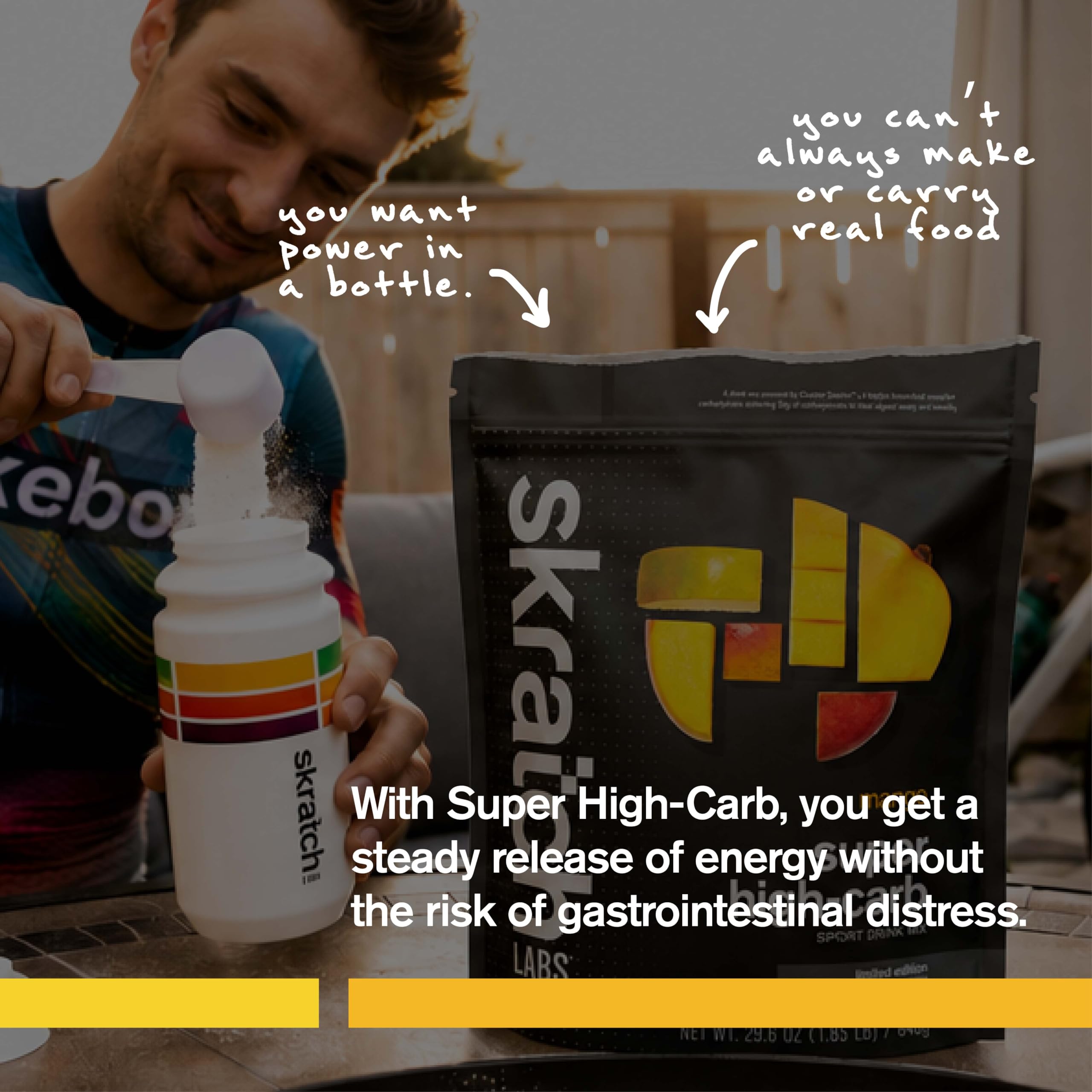 Skratch Labs bebida preparada en bidón durante ciclismo para energía sostenida