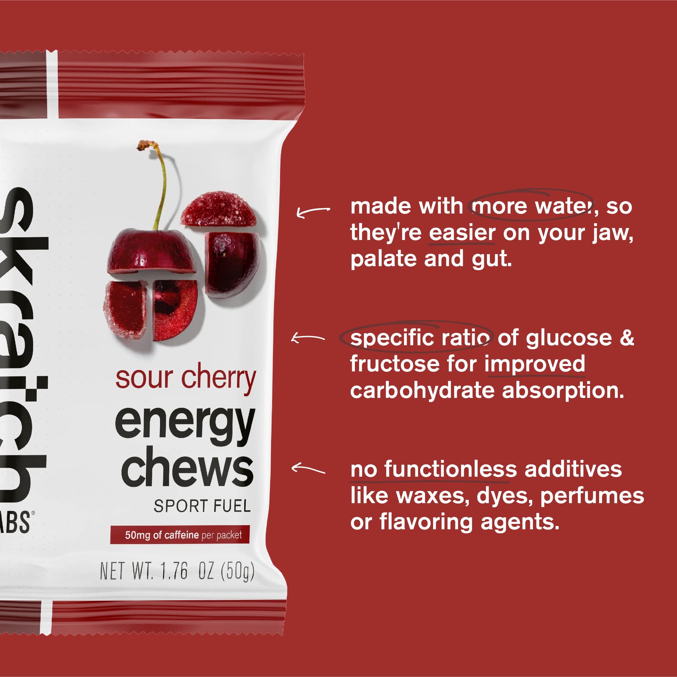 Skratch Labs gominola en uso por un ciclista, cómoda y sin pegajosidad