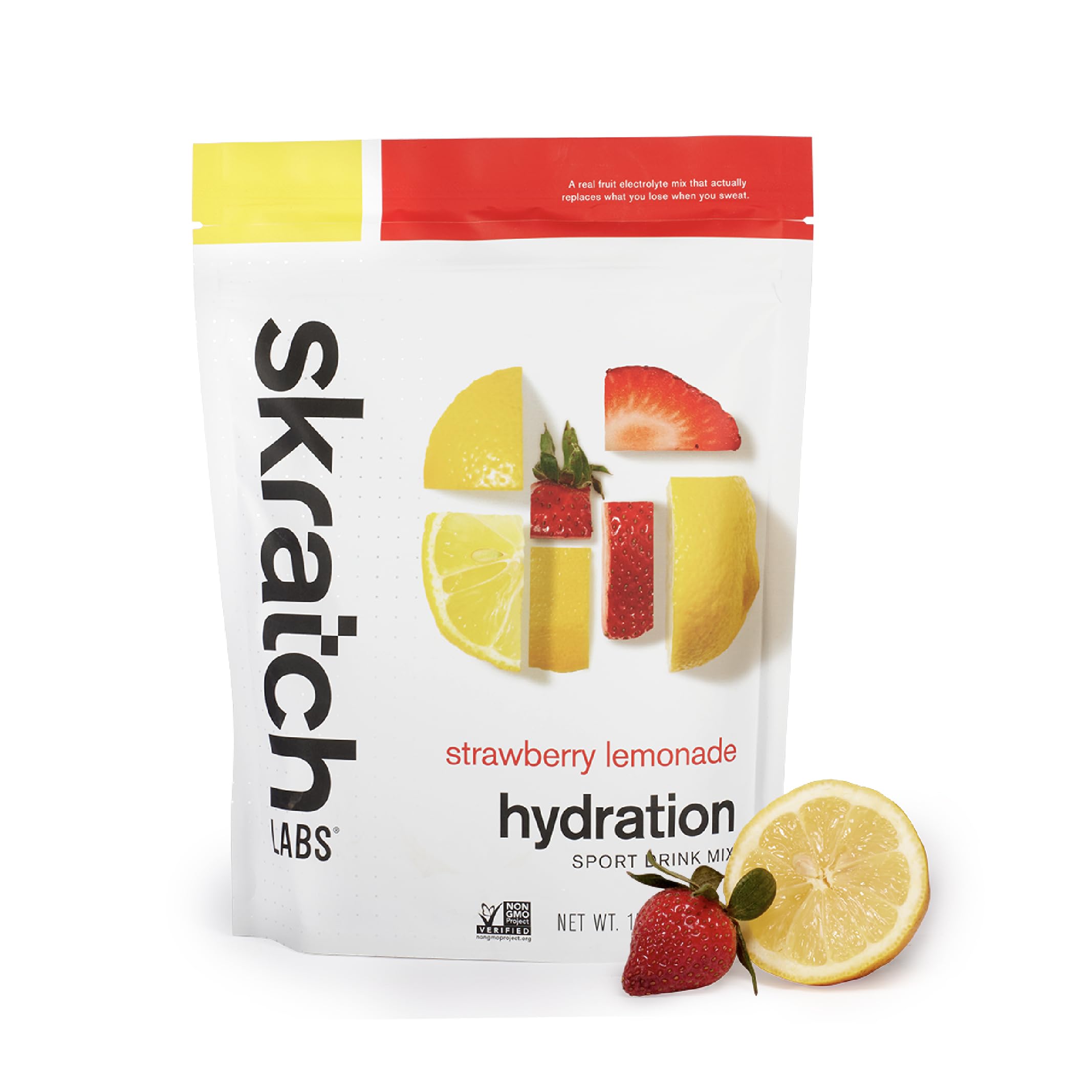 Skratch Labs frente del envase, claridad de ingredientes y beneficios