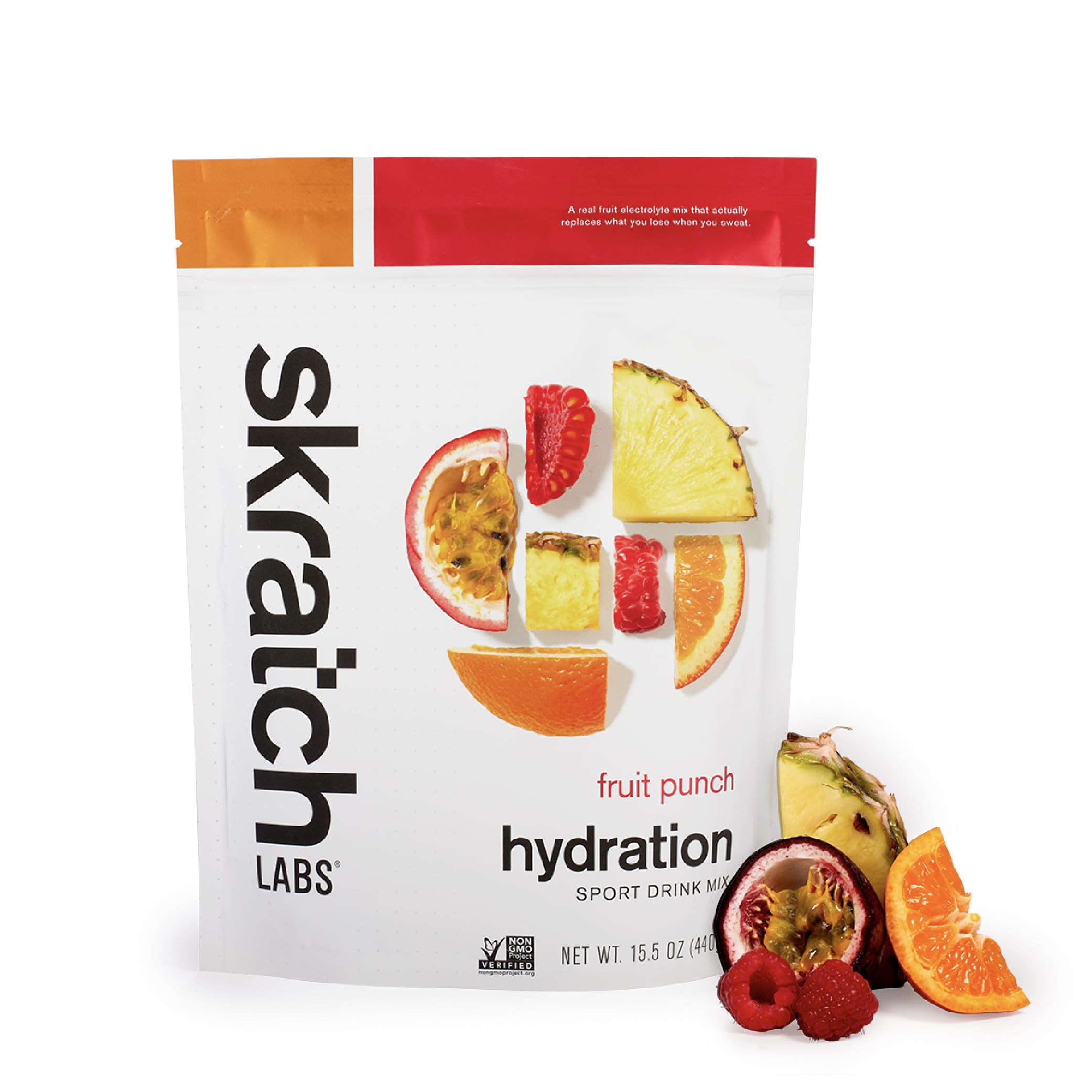Skratch Labs frente del envase muestra diseño y beneficios claros