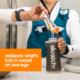 Skratch Labs bebida naranja en botella para hidratación durante ejercicio