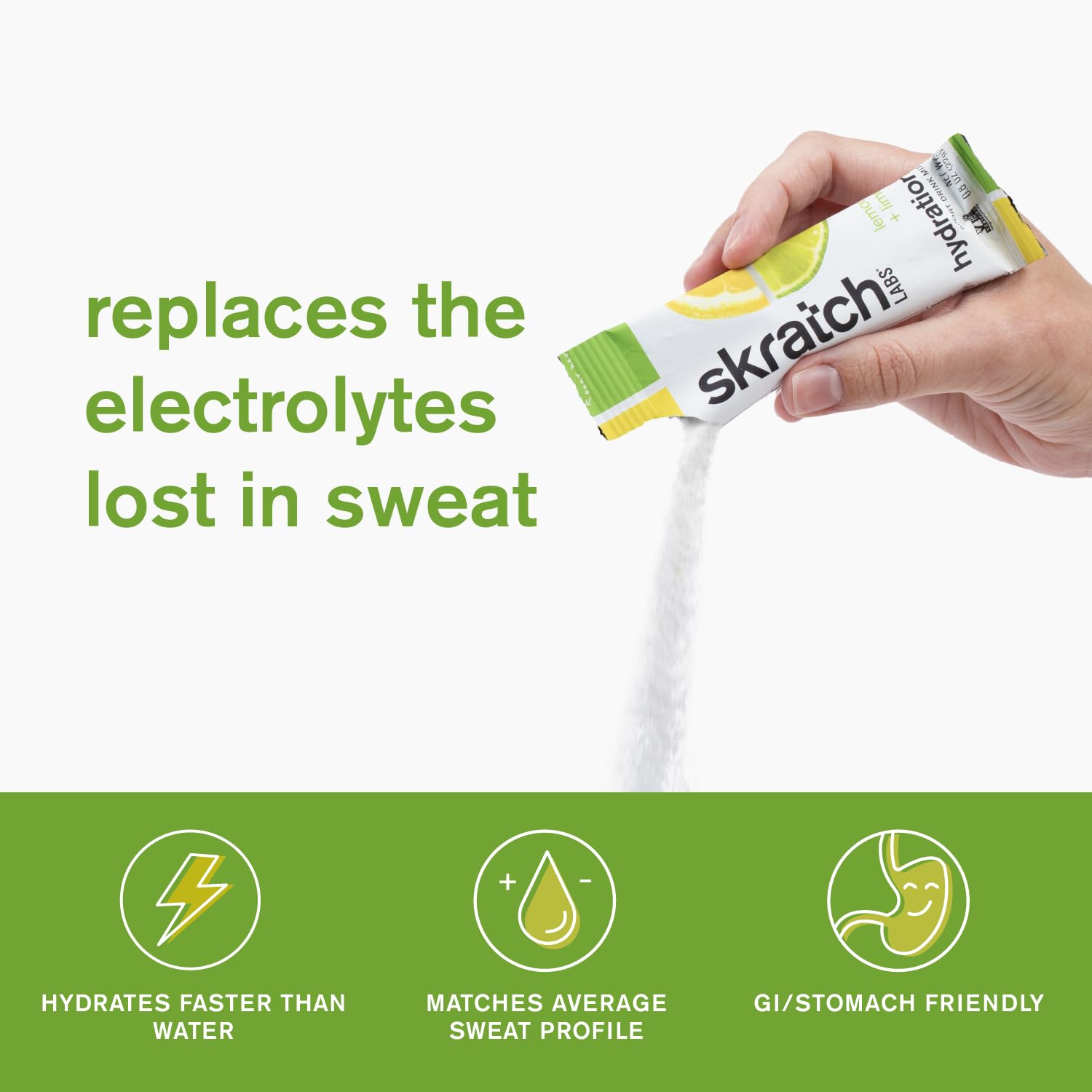 Skratch Labs detalle del polvo con textura fina y mezcla fácil para absorber líquidos