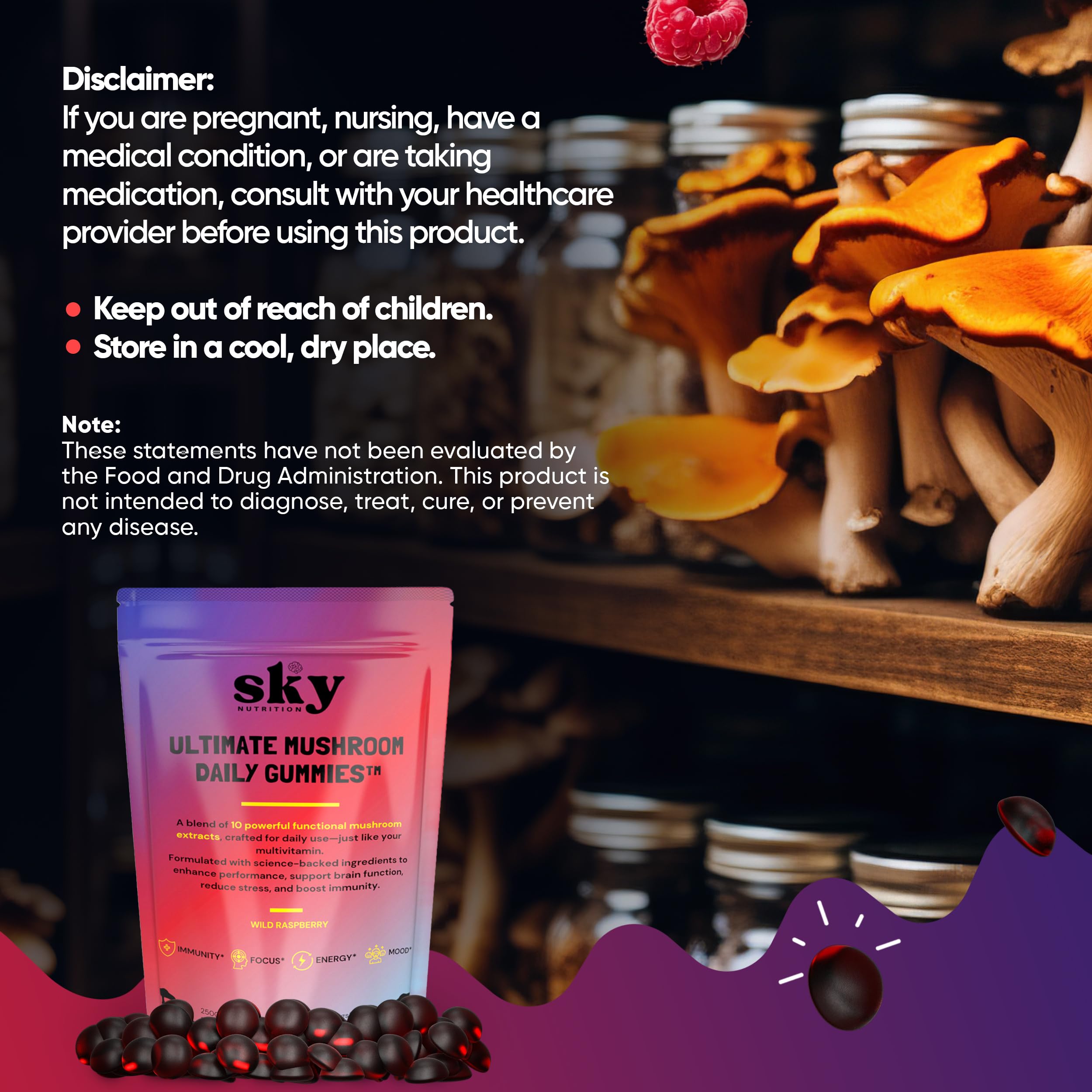 SkyNutrition gomitas en desayuno para enfoque matutino y facilidad