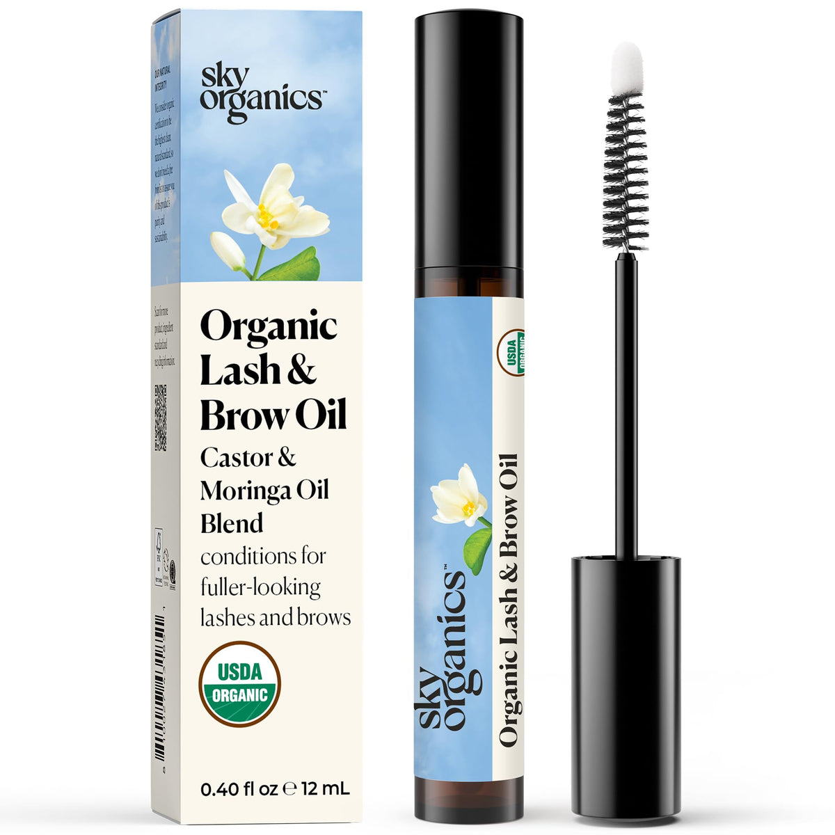 Sky Organics envase frontal mostrando diseño y tamaño práctico