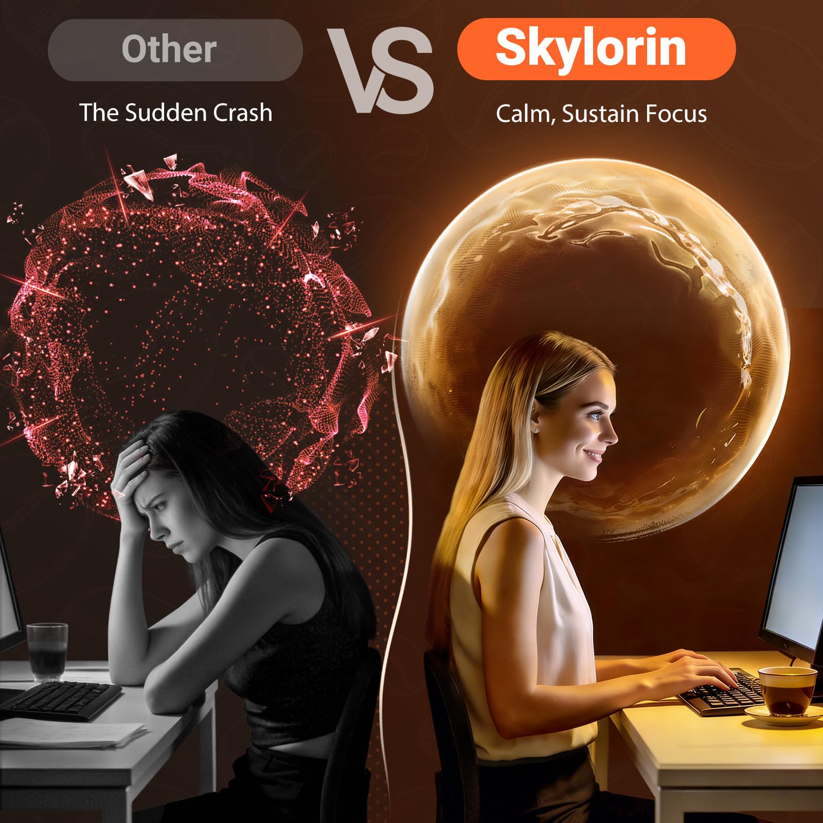 Skylorin etiqueta de ingredientes con lista de 7 hongos y colágeno visible