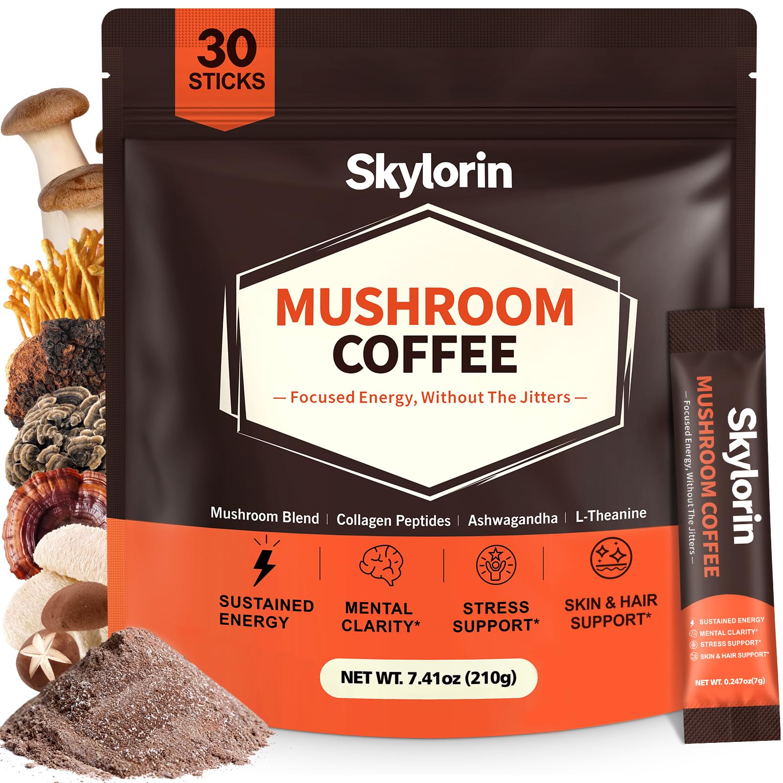 Skylorin frente del empaque mostrando 30 sticks y beneficios principales