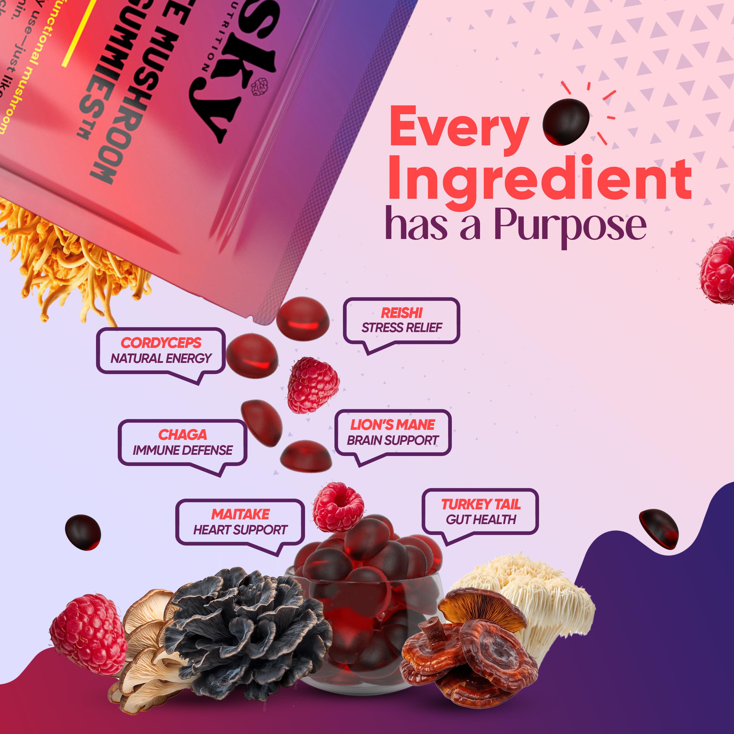 SkyNutrition detalle de ingredientes mostrando extractos de cuerpo fructífero