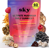 SkyNutrition frasco frontal mostrando gomitas veganas y beneficios para enfoque