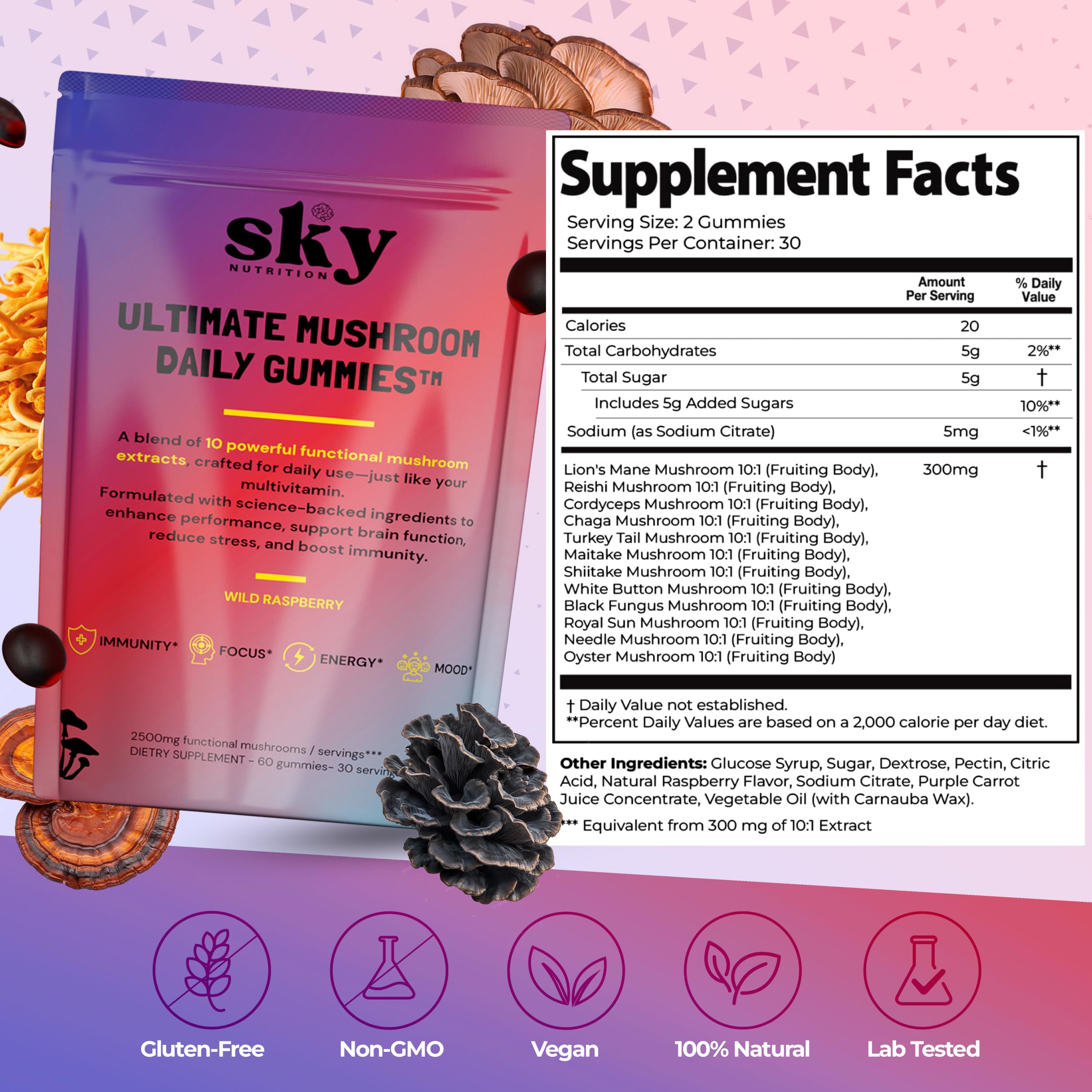 SkyNutrition gomita en primer plano destacando textura masticable y sabor
