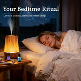 slashome difusor encendido en dormitorio, ambiente tranquilo para dormir