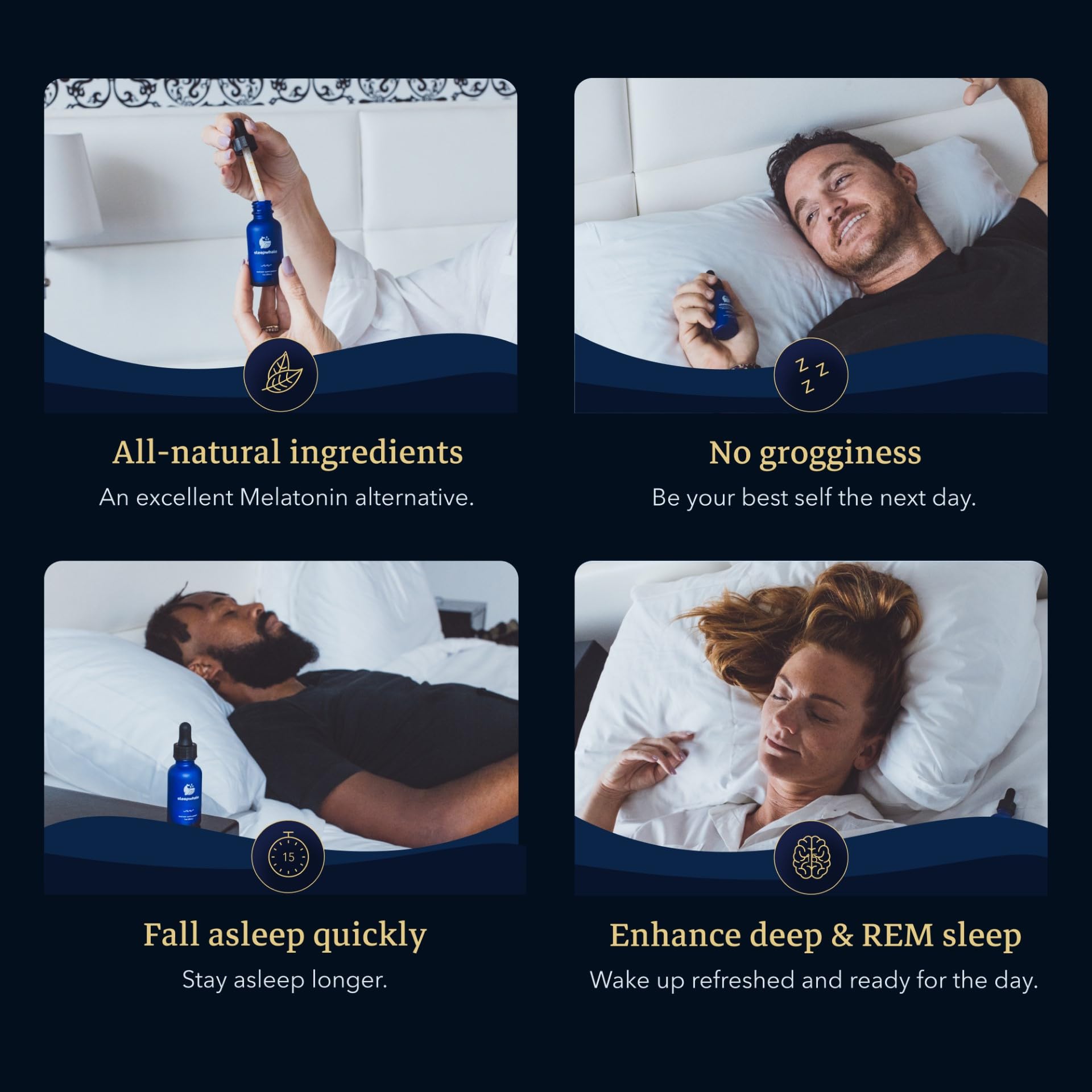Sleepwhale detalle del cuentagotas y textura líquida para absorción rápida