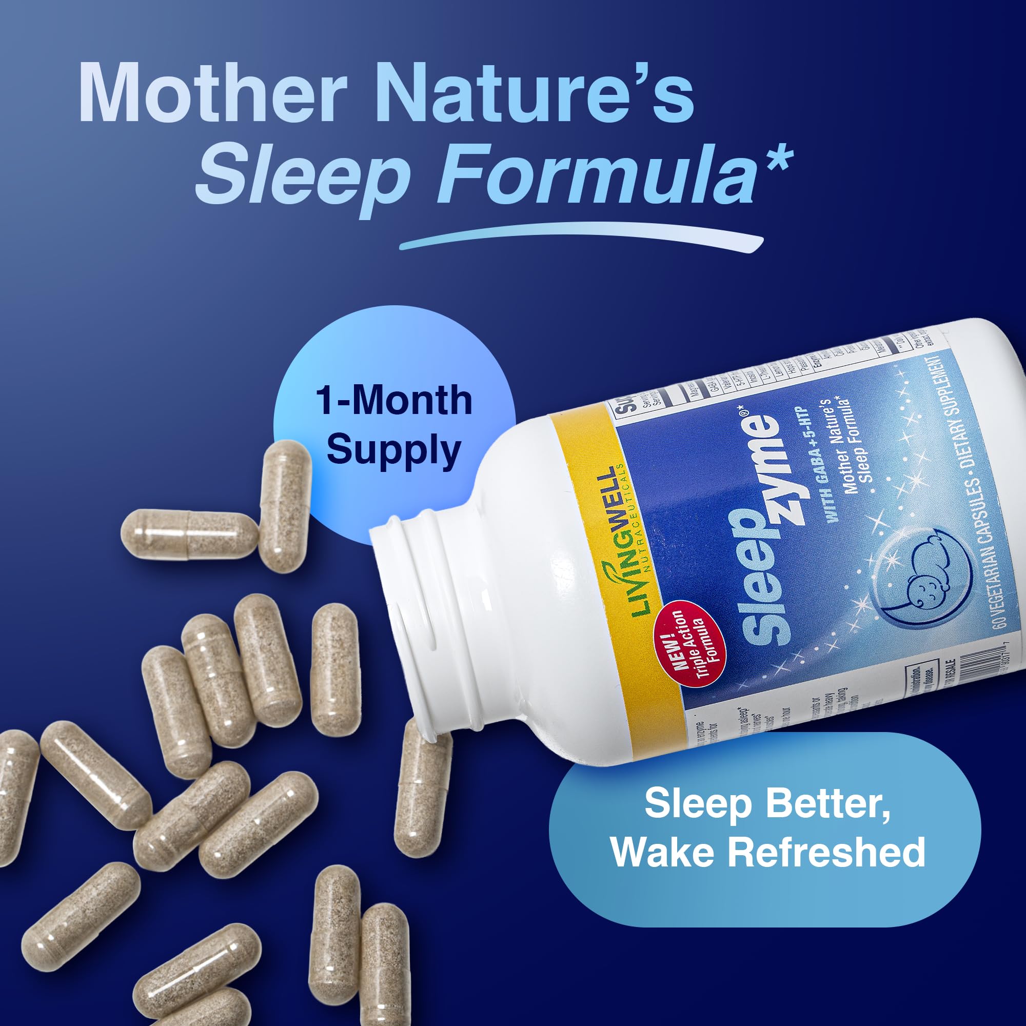 Sleepzyme cápsula en mano lista para tomar, facilidad y dosificación clara