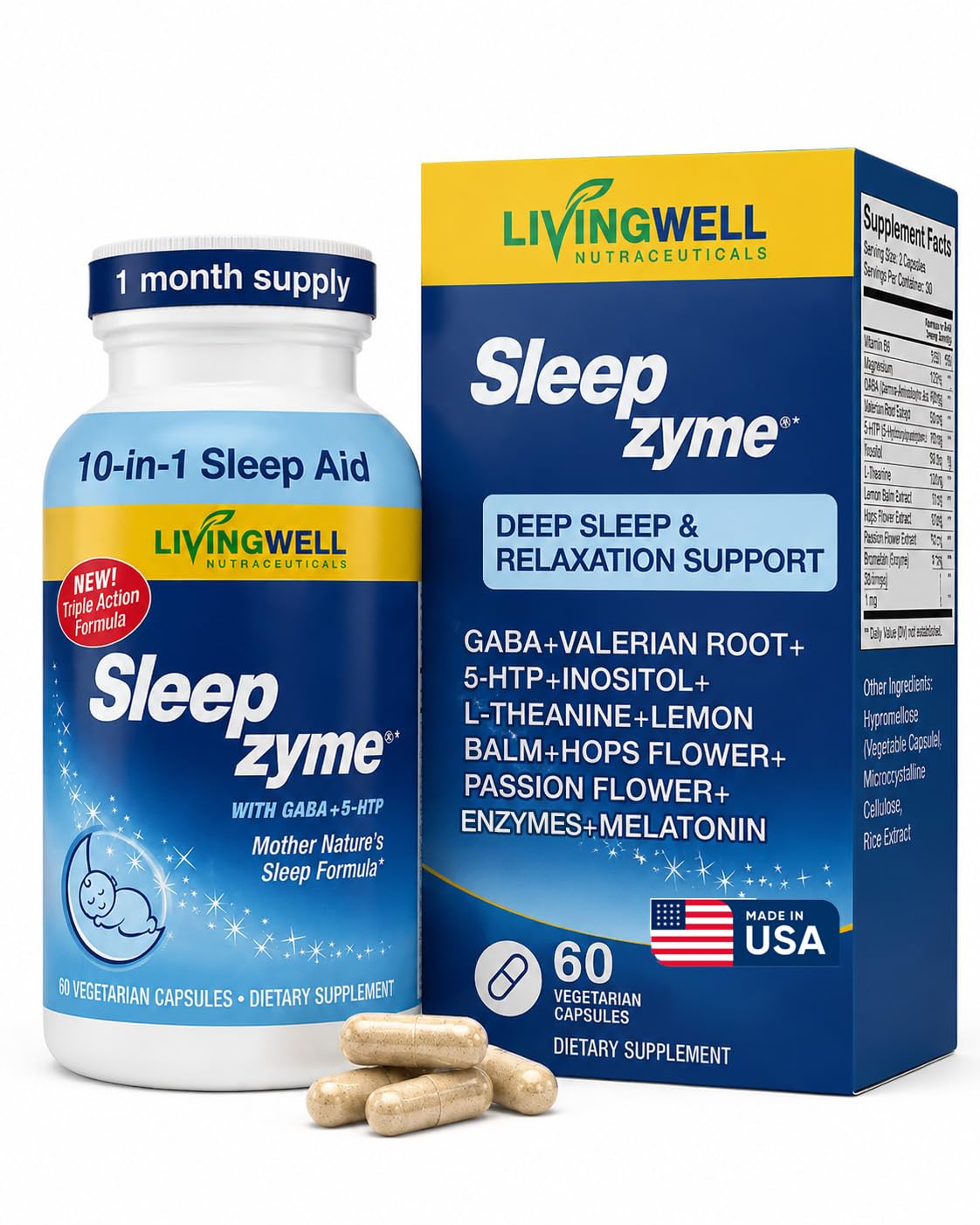 Sleepzyme frente del envase mostrando el branding y beneficios en etiqueta