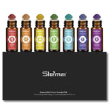 Slema estuche frontal con siete roll-ons mostrando variedad y conveniencia