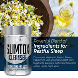 Slim-Tox frasco junto a una mesita de noche para uso nocturno y descanso