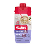 SlimFast batido en vaso en desayuno ofreciendo conveniencia nutritiva