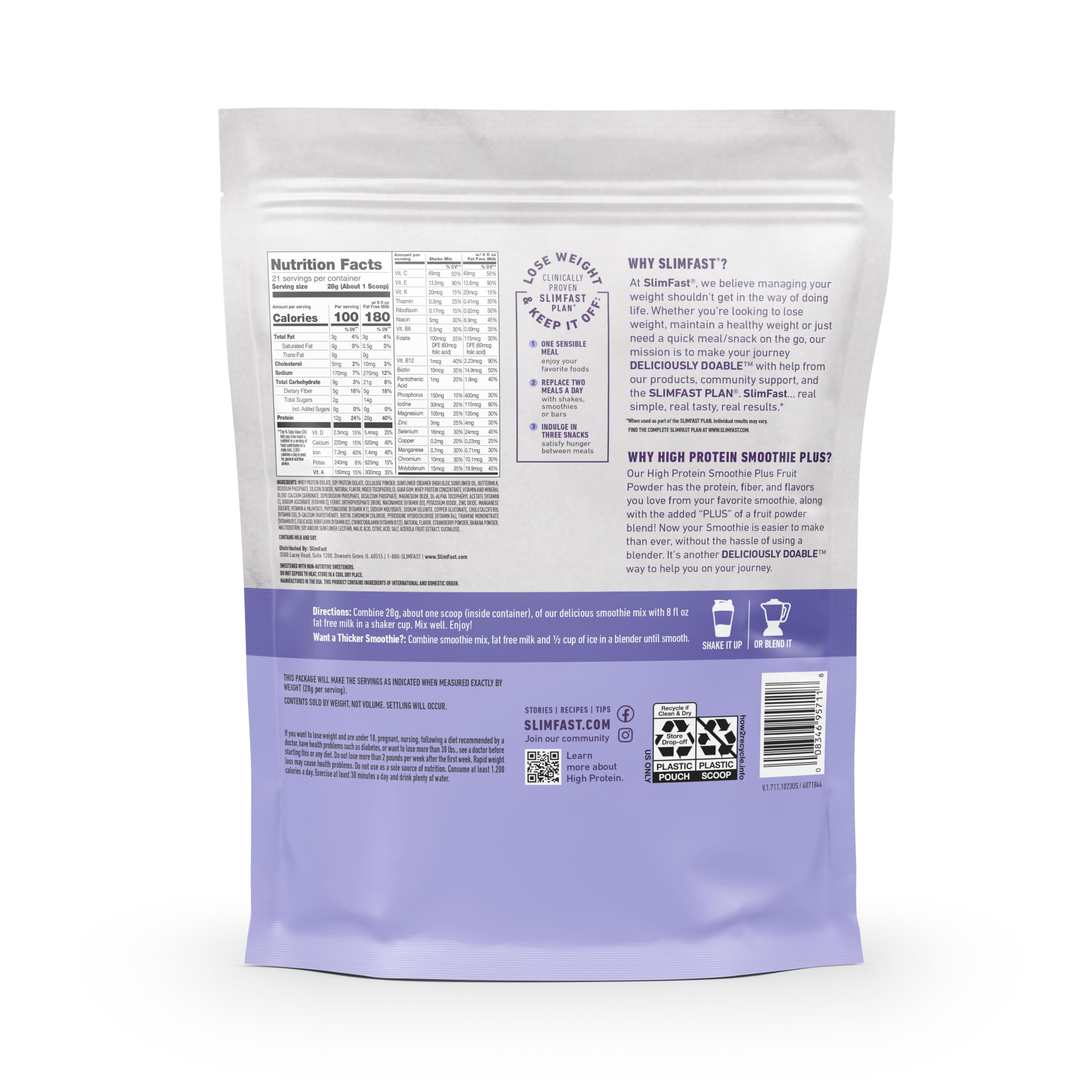 SlimFast envase junto a botella para comparar tamaño y llevar cómodamente