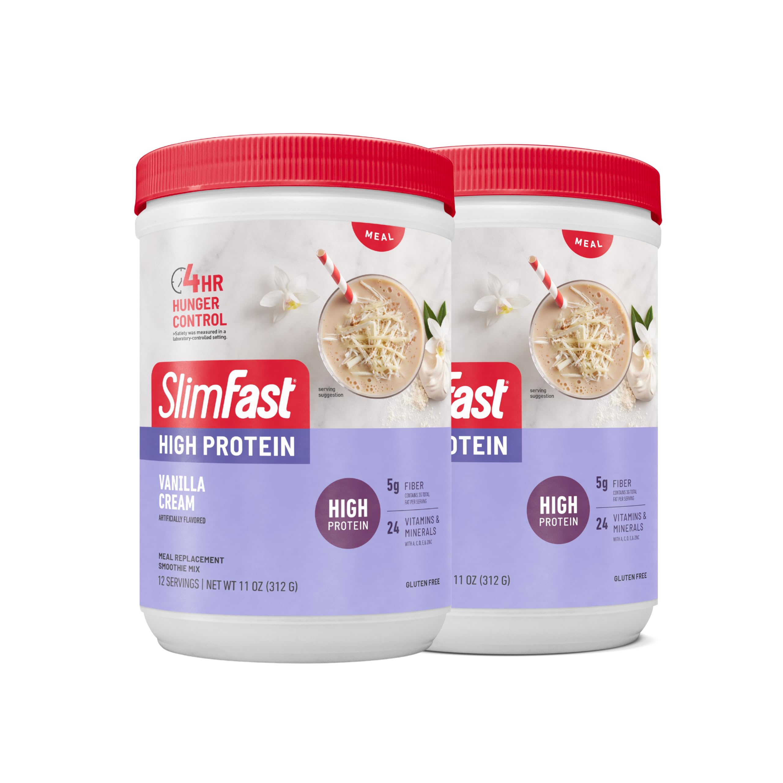 SlimFast frente del empaque mostrando sello y beneficio saciante