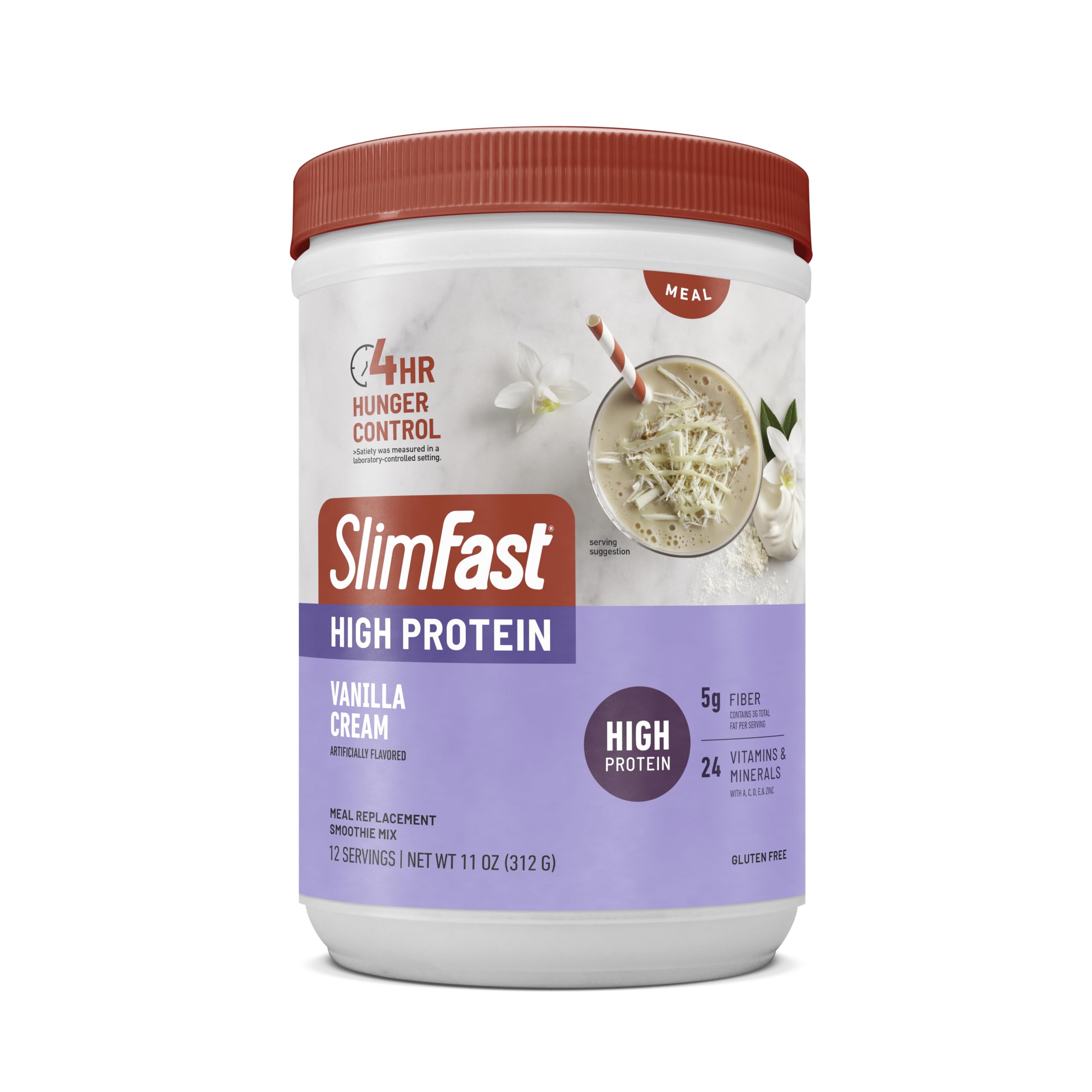 SlimFast etiqueta con lista de vitaminas y minerales esenciales