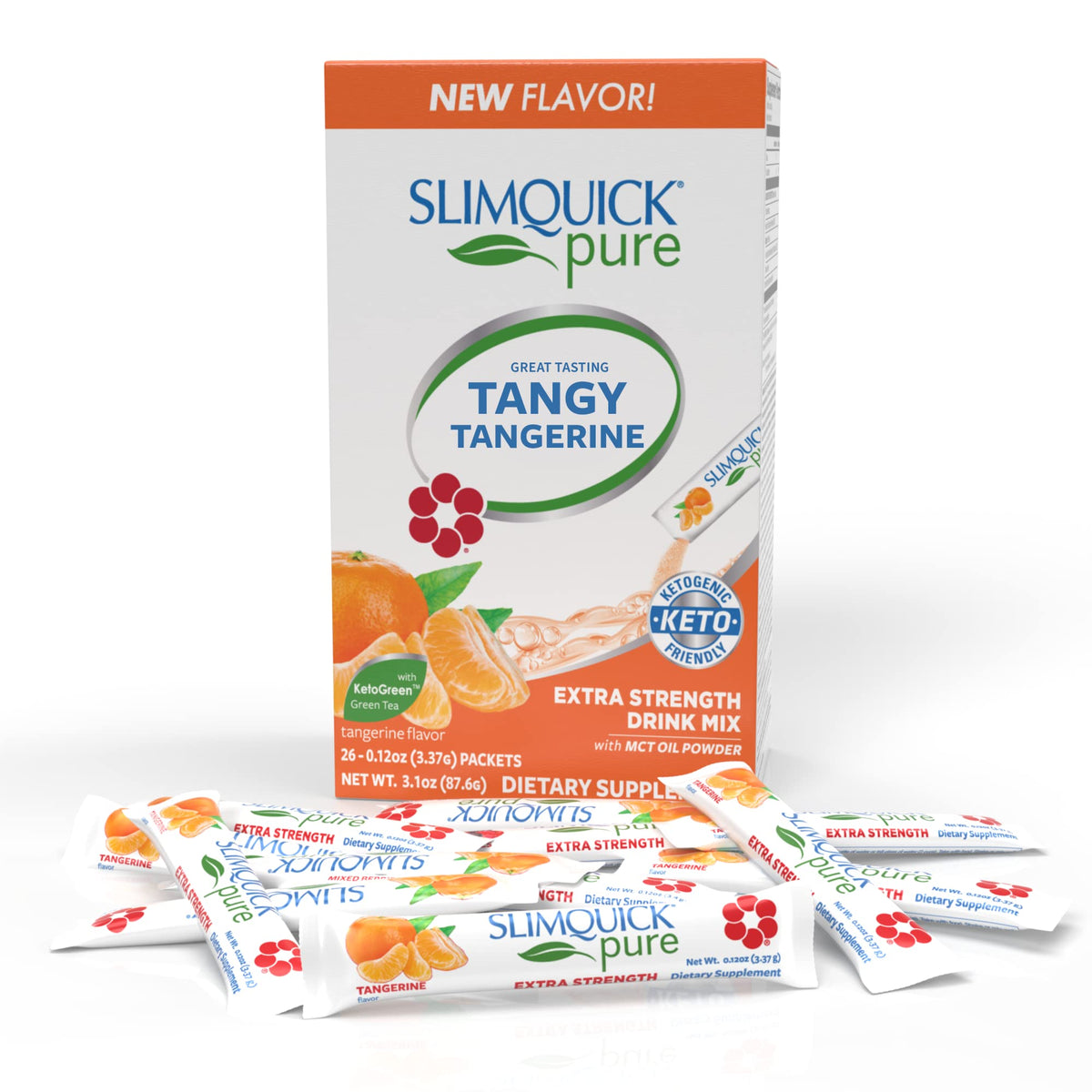 SlimQuick frente del empaque mostrando 26 sobres y beneficios visibles