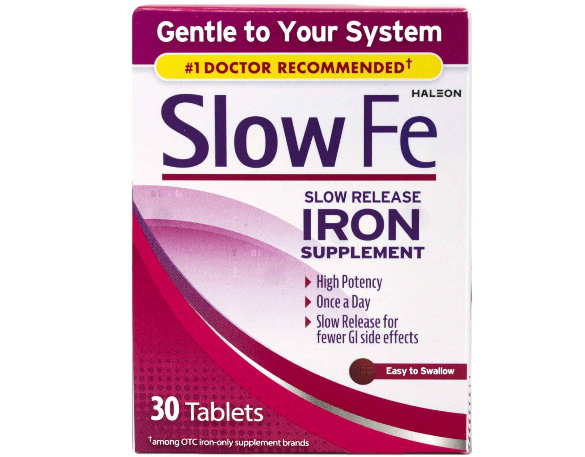 Slow Fe primer plano texto sulfato ferroso indicando alta eficacia