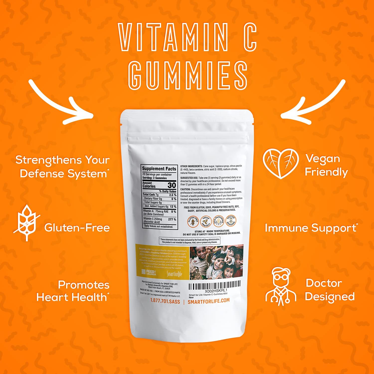 Smart for Life gomitas en plato listas para tomar con sabor naranja natural