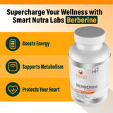 Smart Nutra Labs etiqueta nutricional en primer plano mostrando pureza y dosis