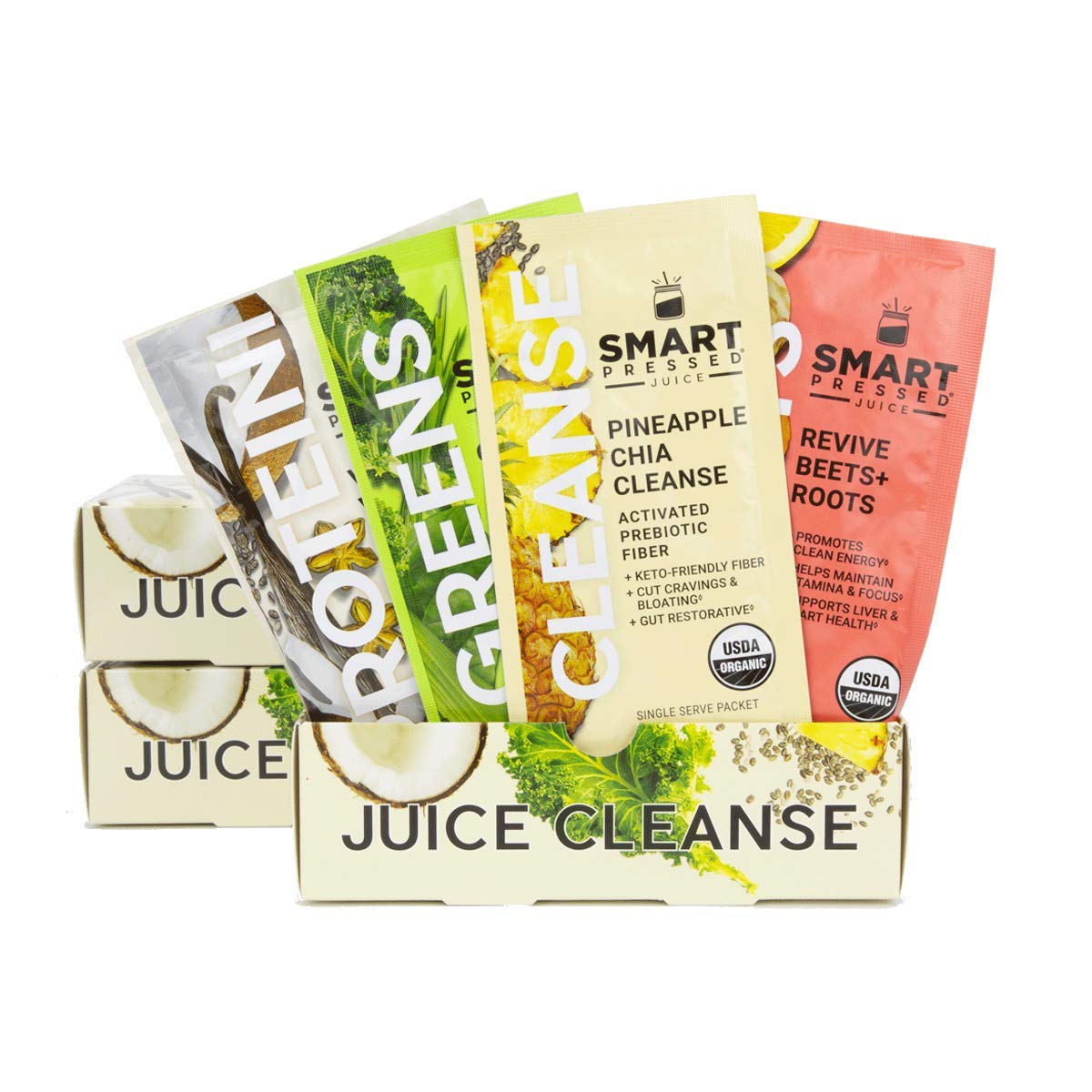 SMART Pressed frente del kit mostrando envases y beneficios orgánicos