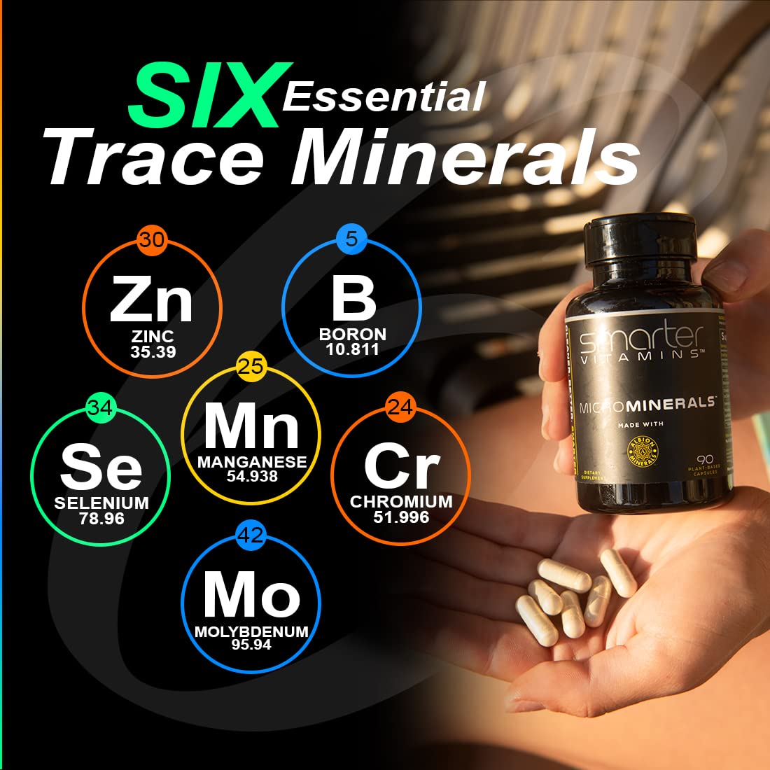 SmarterVitamins detalle de la etiqueta con ingredientes y concentración visible