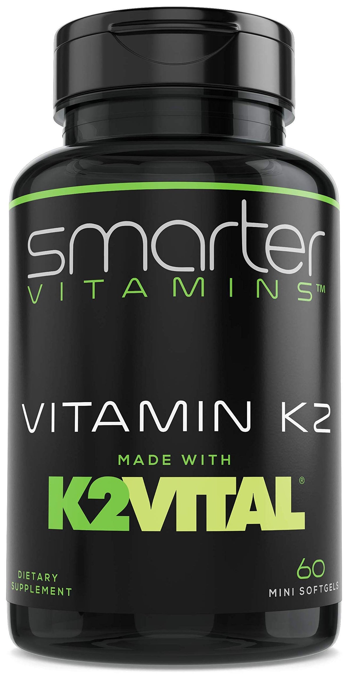 SmarterVitamins frasco delantero con etiqueta clara y tamaño práctico