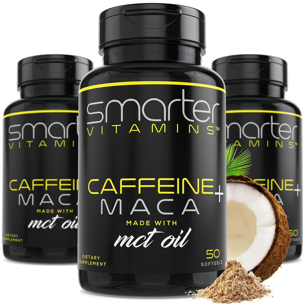 SmarterVitamins frasco frontal mostrando etiqueta y beneficio energía sostenida
