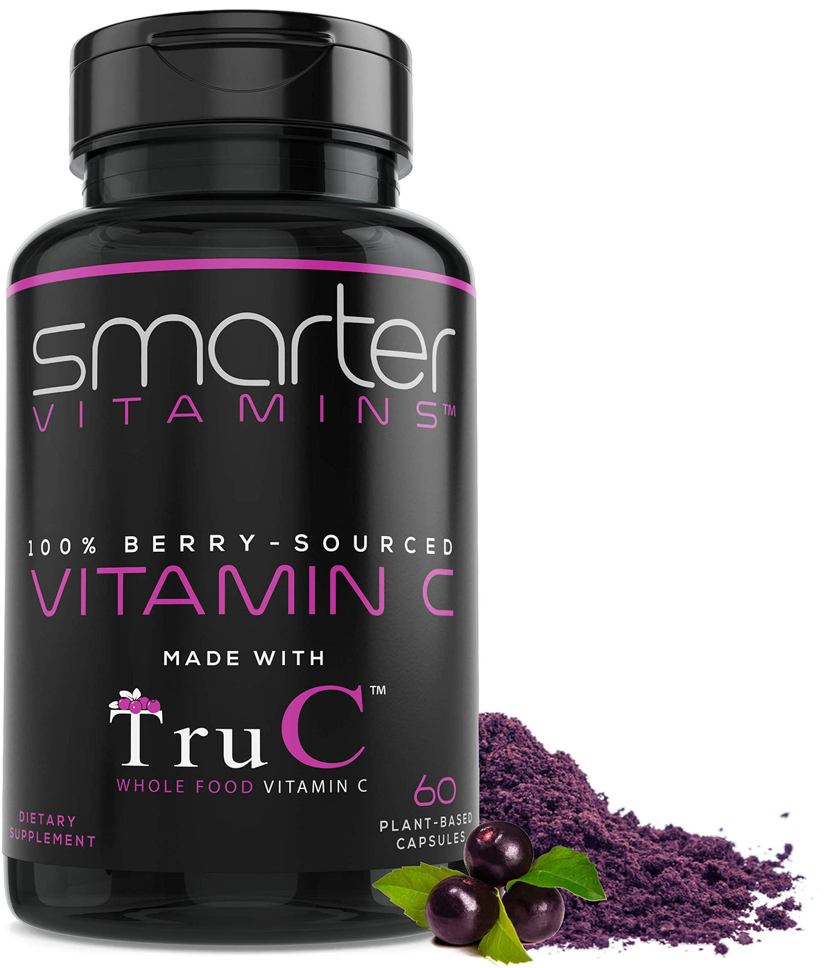 SmarterVitamins frasco frontal mostrando 60 cápsulas, conveniente para rutina diaria