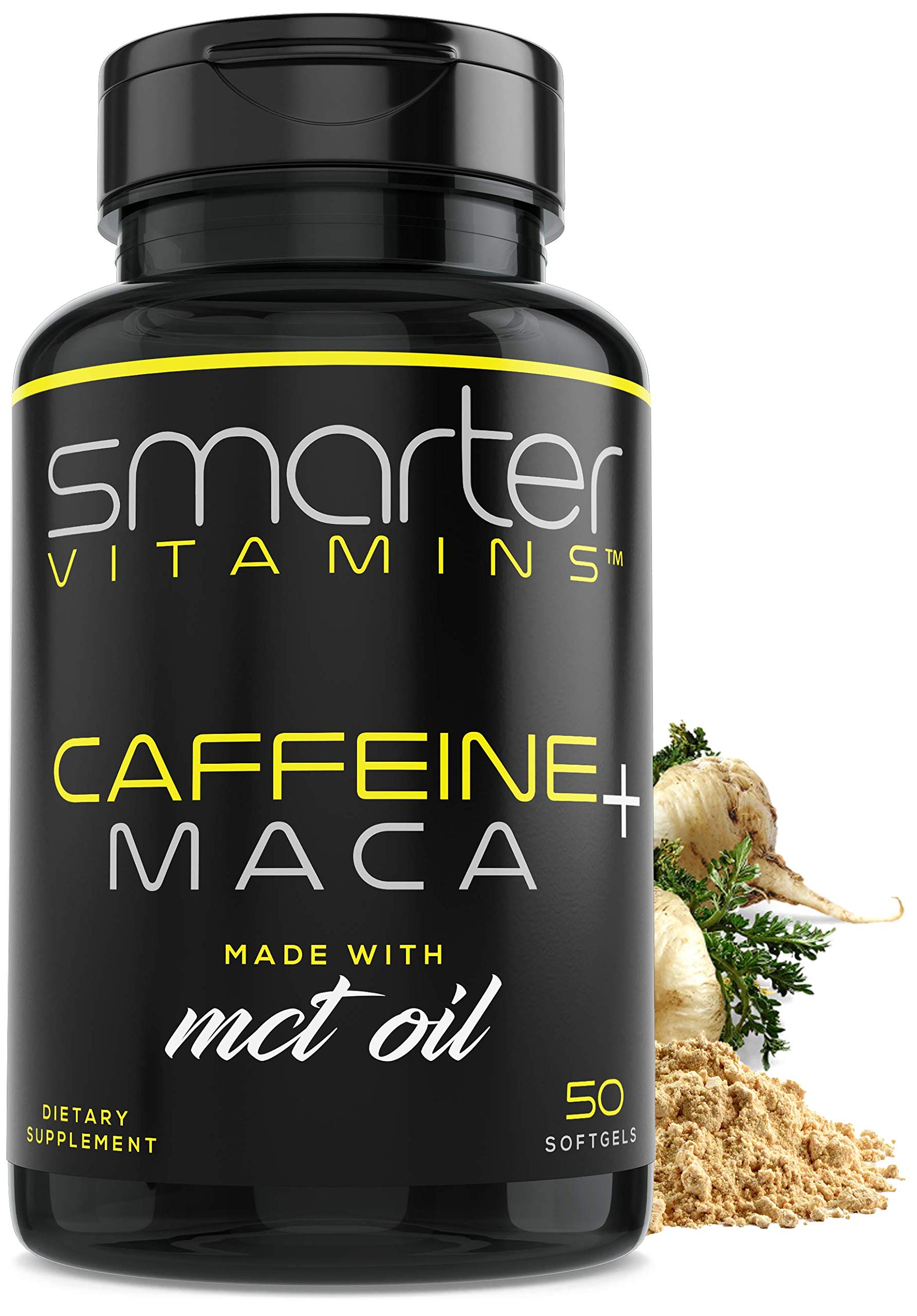 SmarterVitamins frente del envase mostrando 50 softgels y marca — conveniencia portátil