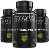SmarterVitamins frontal del paquete mostrando los tres frascos y beneficios claros
