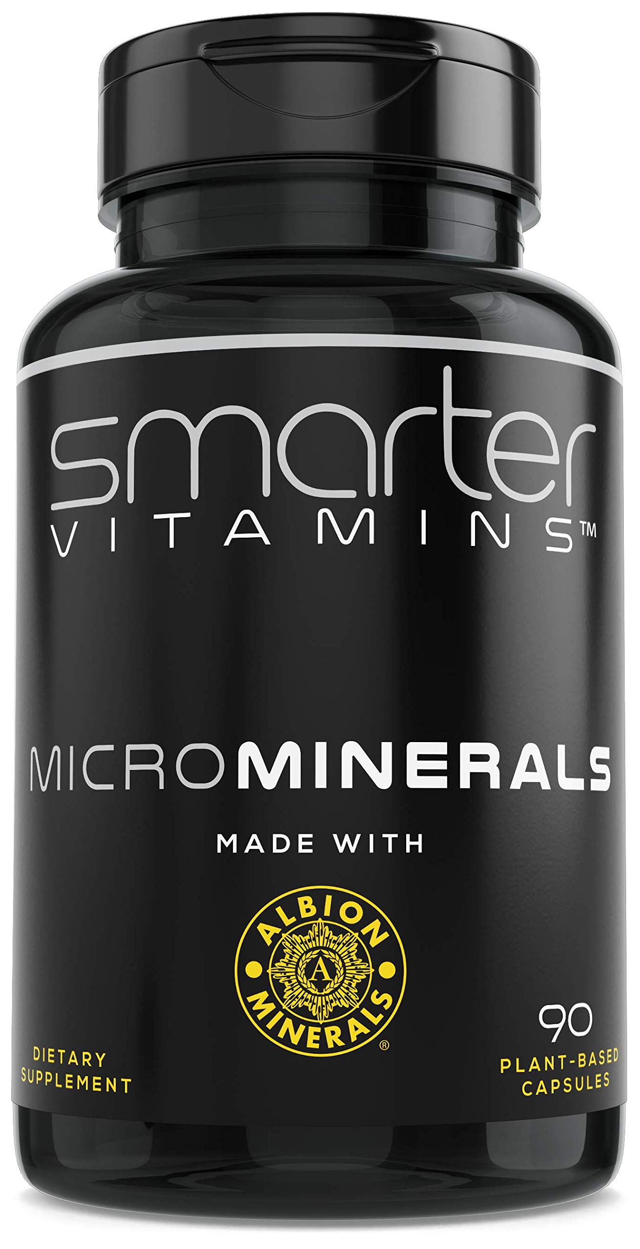SmarterVitamins envase frontal mostrando 90 cápsulas veganas y beneficios claros