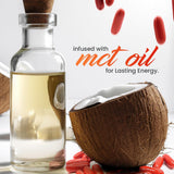 SmarterVitamins aceite MCT de coco ilustrando entrega rápida y absorción
