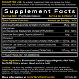 SmarterVitamins detalle de cápsula abierta mostrando polvo fino y formulación pura