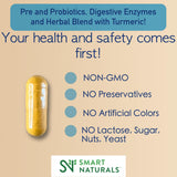 smartnaturals IBplus ingredientes en polvo destacando mezcla probiótica y enzimas
