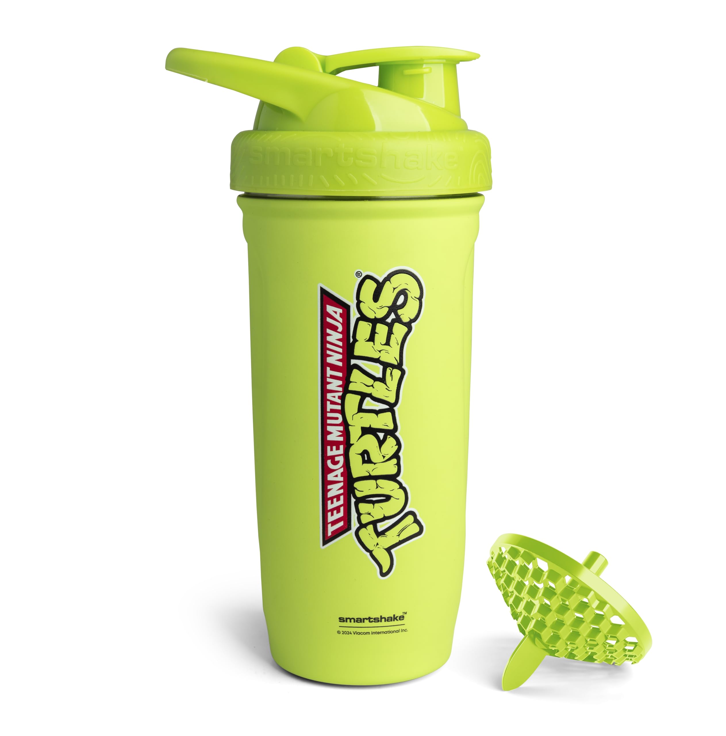 Smartshake vista frontal botella verde claro, diseño resistente y capacidad grande