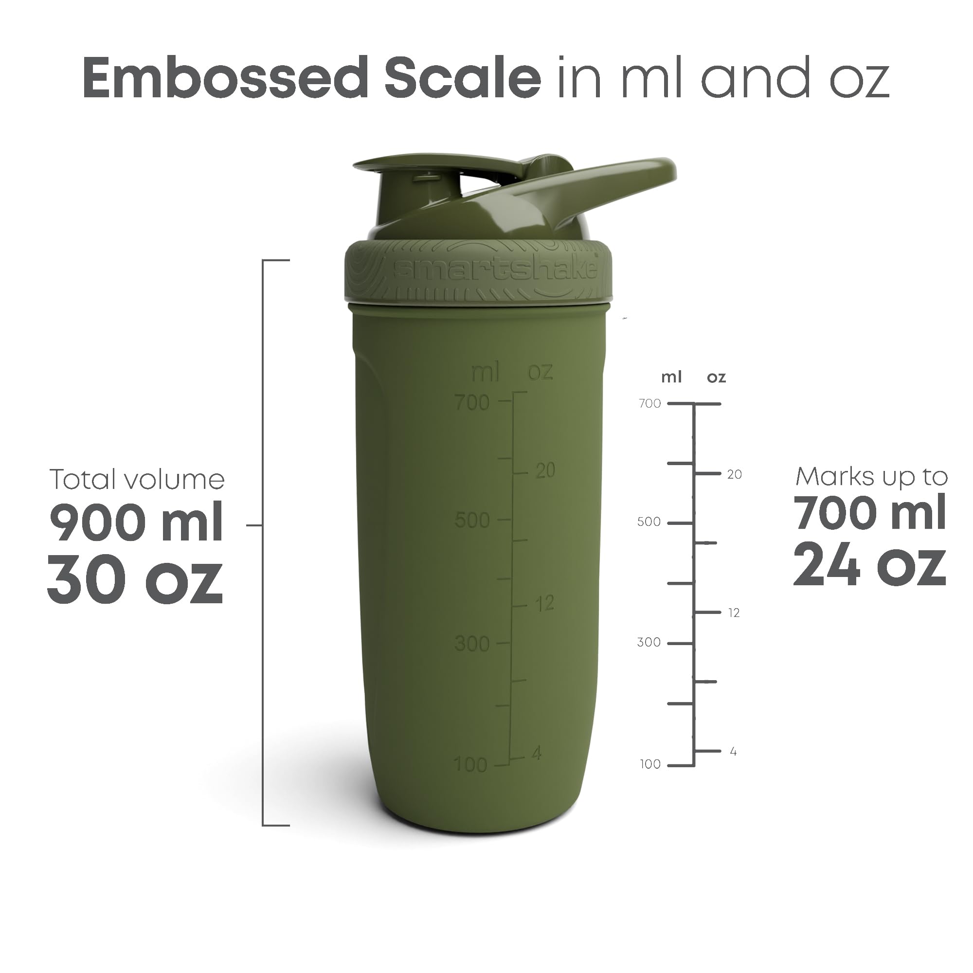 Smartshake interior con escala de medición para dosis precisas