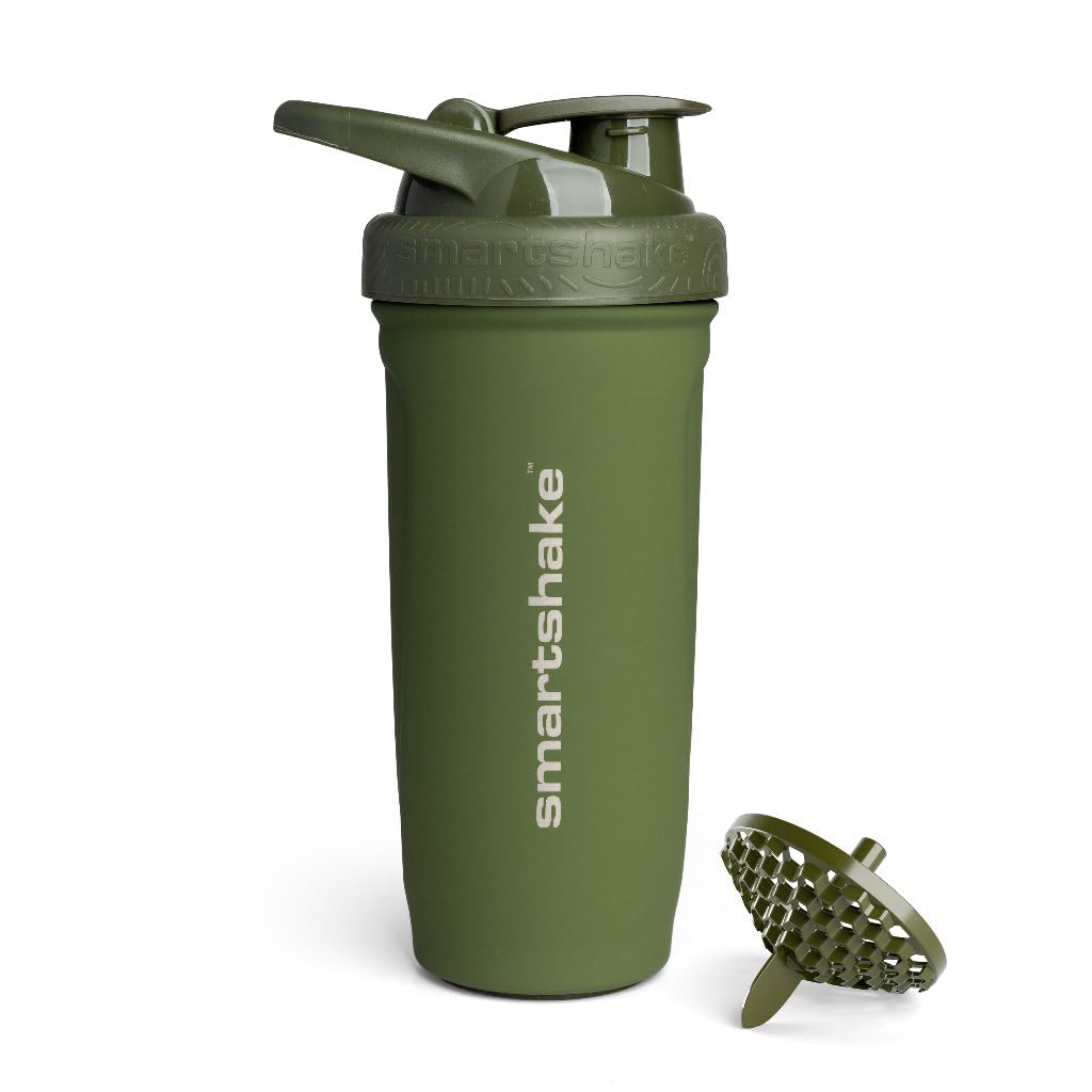 Smartshake botella Reforce frente army green mostrando diseño robusto y capacidad