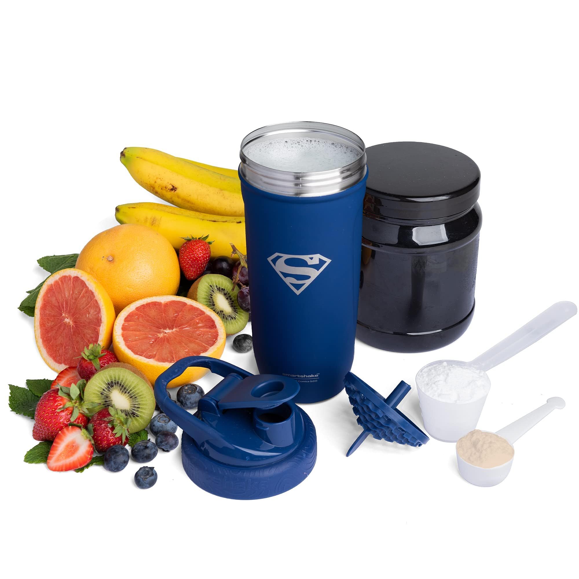 Smartshake marcas grabadas en oz y ml para dosificar suplementos con precisión